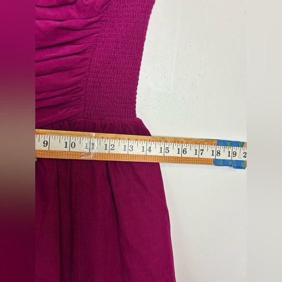 Anthropologie HD in Paris Size 6 Mini Corduroy Dress Purple Magenta Strapless - Picture 6 of 16